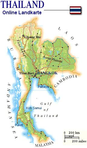Thailand Karte mit allen wichtigen Reisezielen