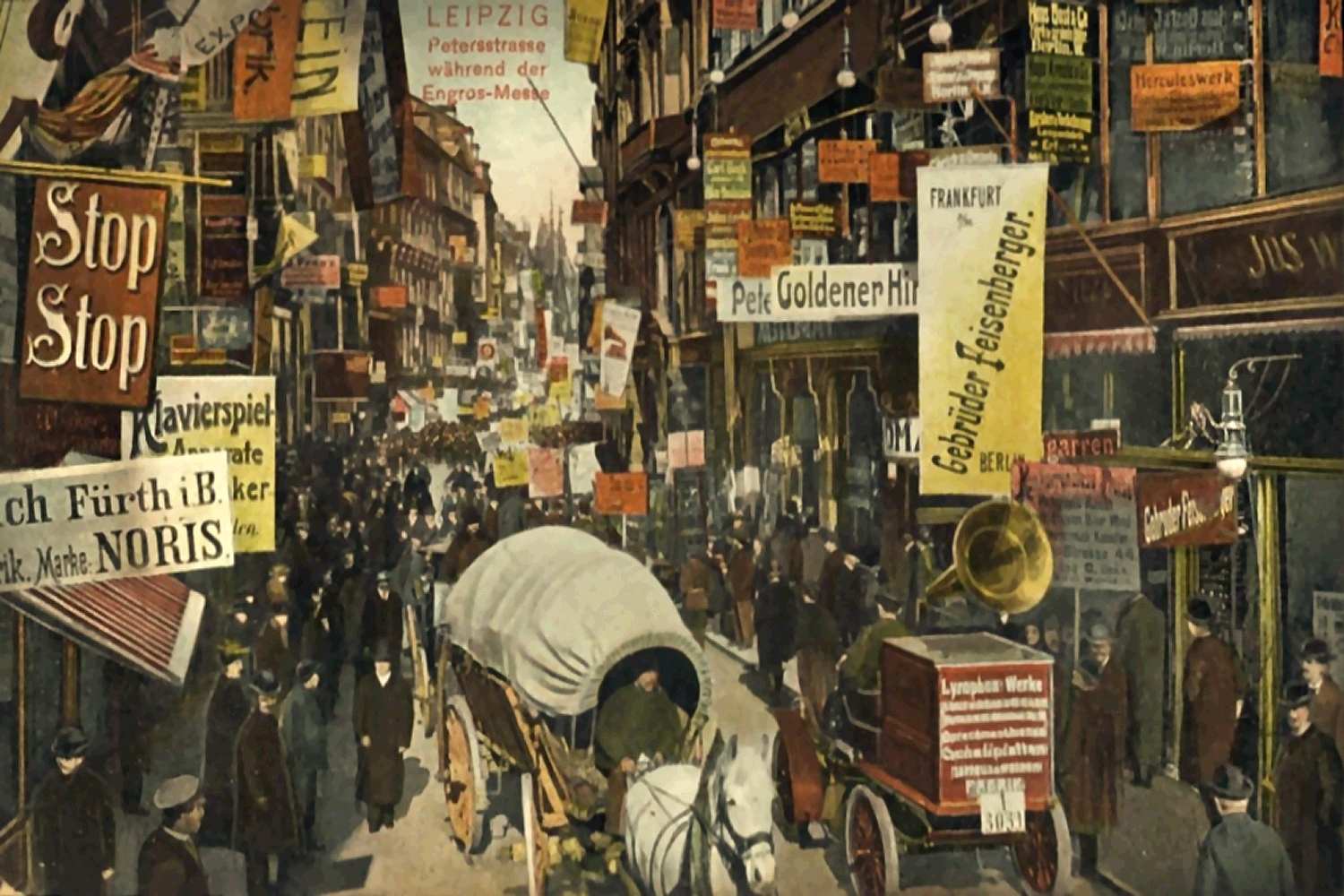 Bild: Engros Großhandelsmesse 1908 - Markttreiben in der Petersstraße