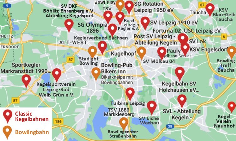 Foto: Kegelvereine Karte Leipzig (Bowling & Kegeln)