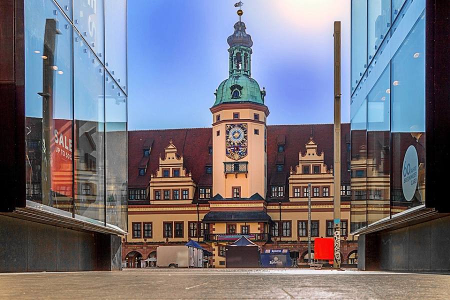 Leipzig Altes Rathaus - Blick von der City Passage