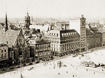 Foto Leipzig 1928: Blick über den Augustusplatz mit Bankhaus Kroch