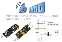 DCC Mini-Loksound-Decoder NEM 651 ZIMO MX649L (gewinkelt)  / MX649N 