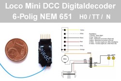 Loco DCC Universal Mini Lokdecoder NEM-651 6-Polig Stecker