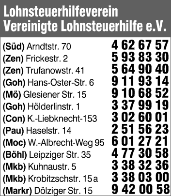 adressen lohnsteuerhilfe vereine leipzig