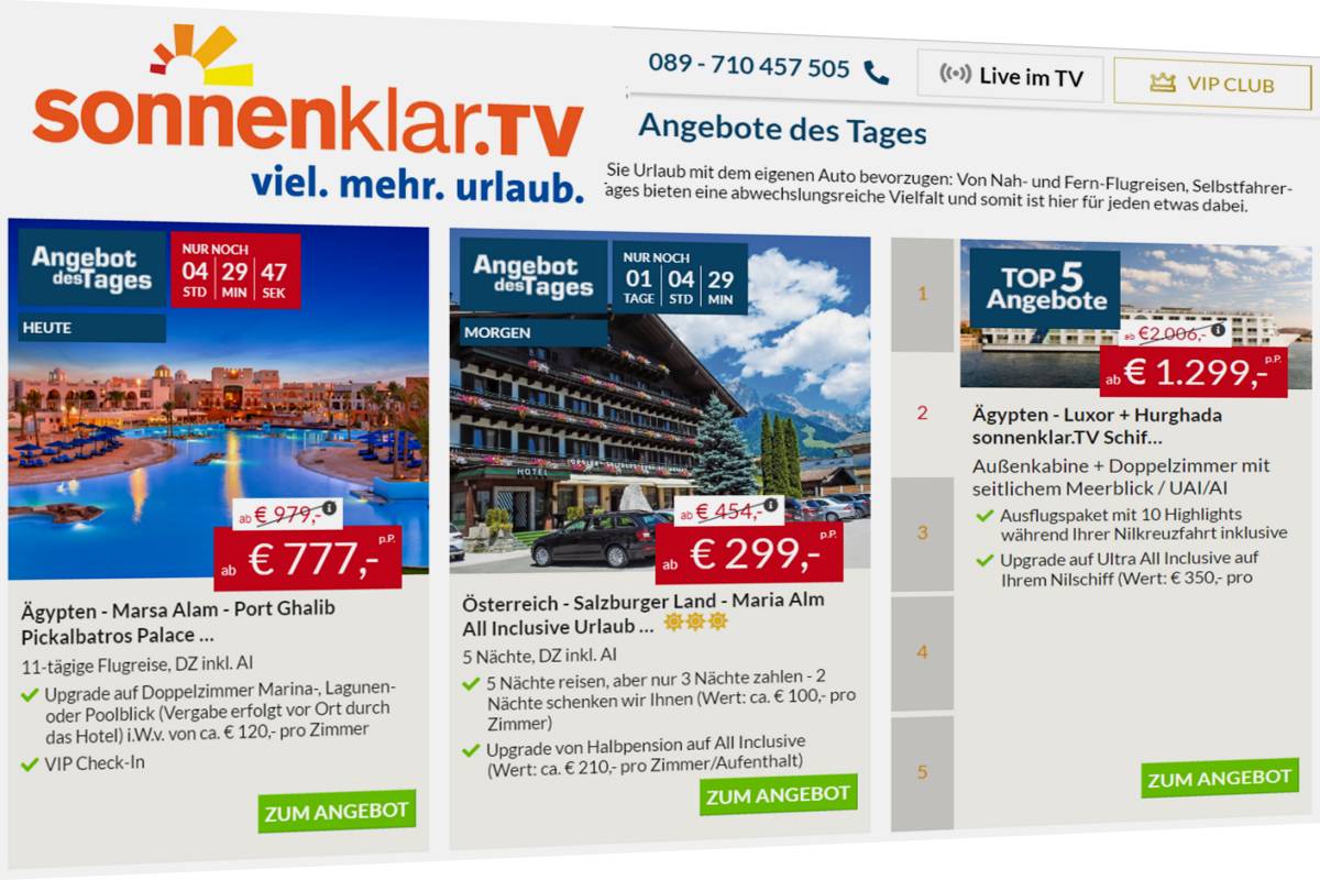 Sonnenklar-TV - Tgliche neue Urlaubsangebote