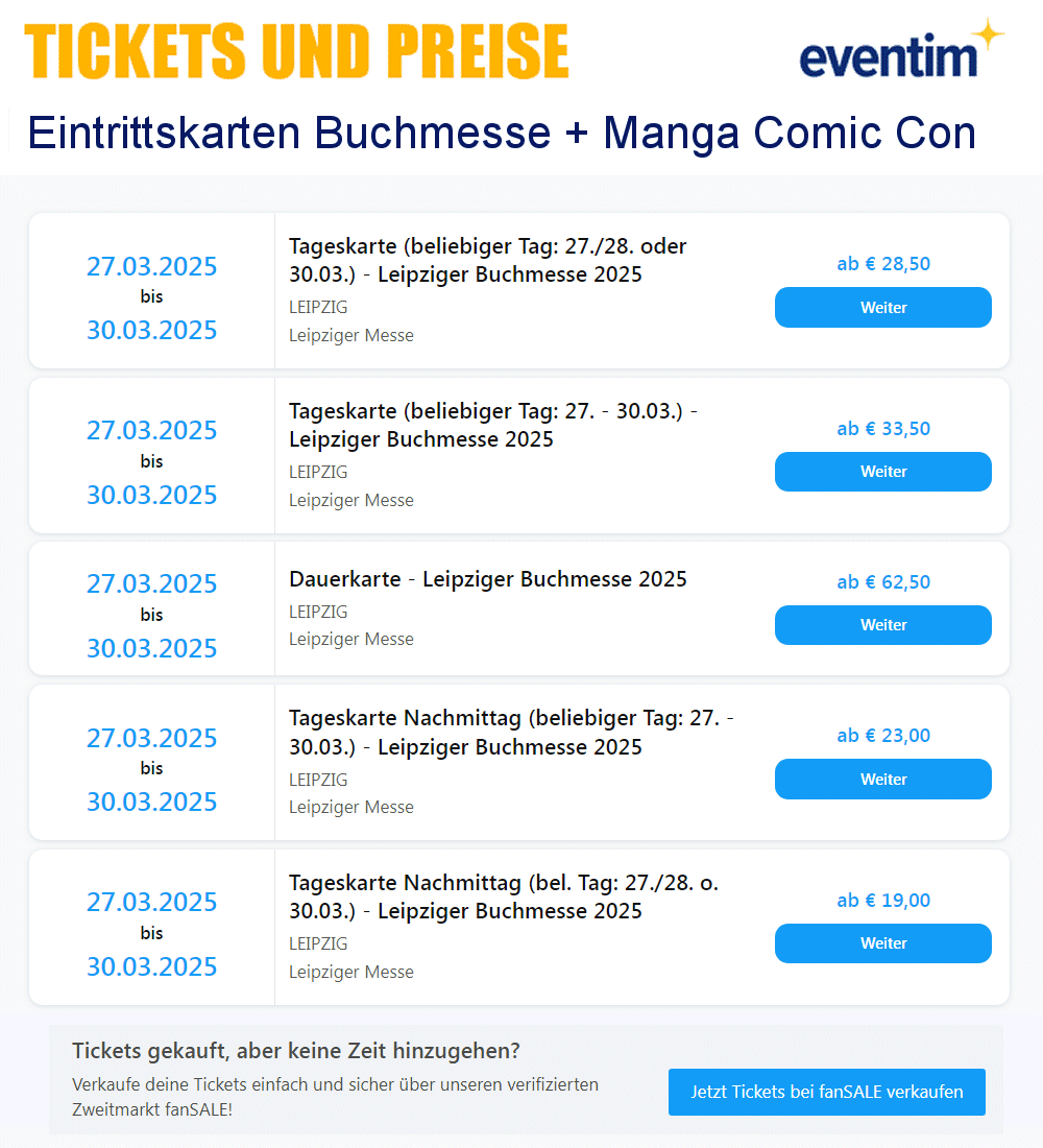 Kombi-Messeticket:: Buchmesse 2024 + Manga Comic Con Tickets (MCC)