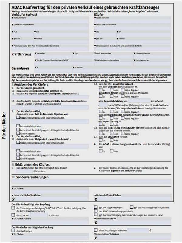 ADAC KFZ Kaufvertrag