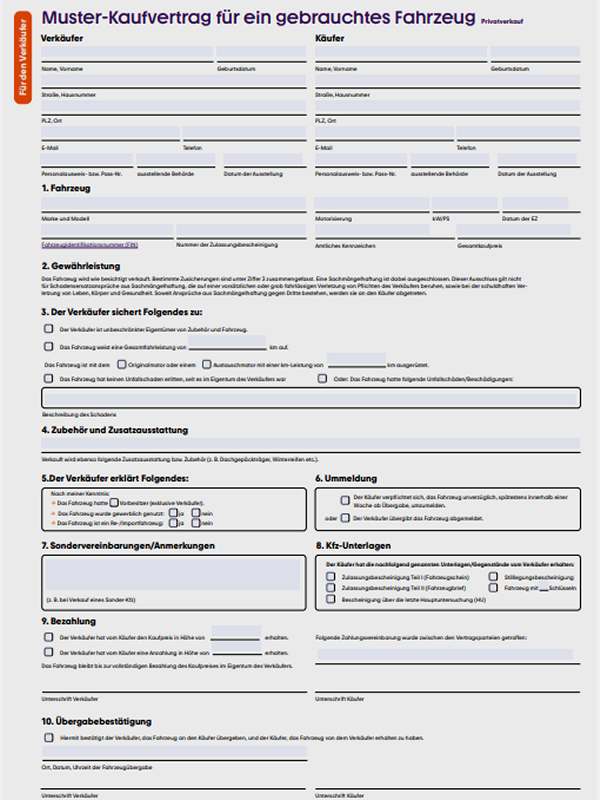 MOBILE.DE KFZ Kaufvertrag