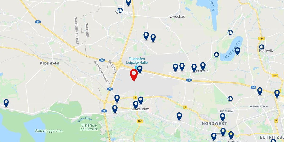 Hotelkarte Leipzig Flughafen (Leipzig Airport Hotel Map)