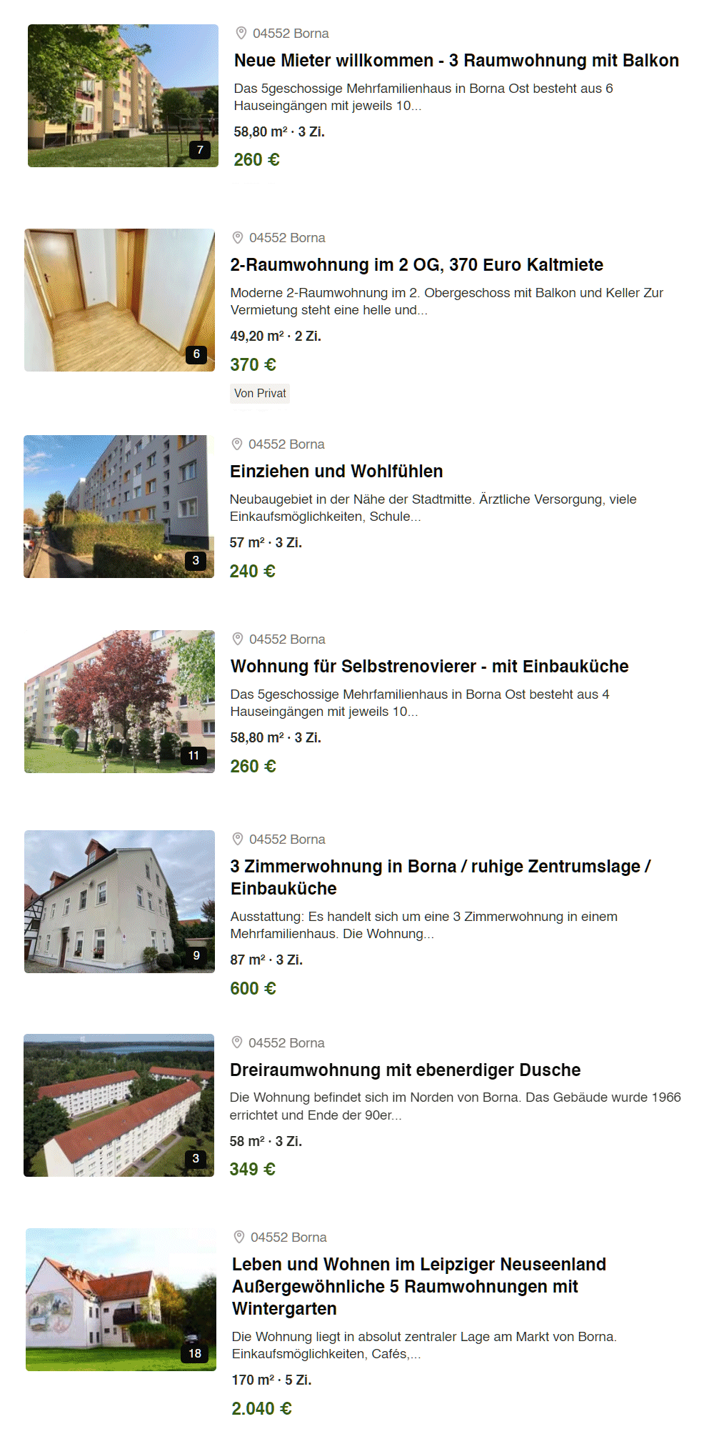 Borna Mietwohnungen Angebote