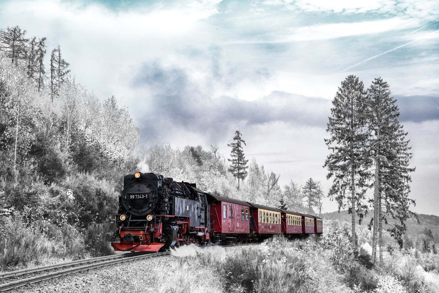 Winter Ausflugsziel Brockenbahn im Harz