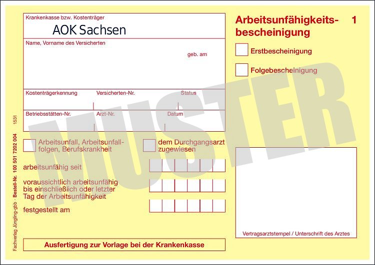 Krankenschein (Arbeitsunfaehigkeitsbescheinigung)