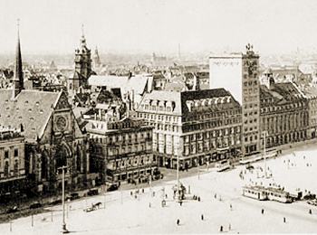 Foto Leipzig 1928: Blick ber den Augustusplatz mit Bankhaus Kroch