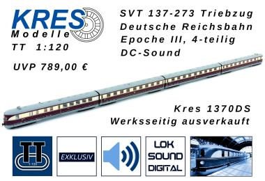 Sondermodell Spur TT (1:120) Schnelltriebwagen SVT 137 Bauart "Kln" 4-teilig, Digital / DC-Sound der Deutschen Reichsbahn, Epoche-III-Ausfhrung