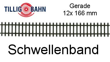 Tillig 83001 TT Modellgleis Meterware Schwellenband gerade 12x 166 mm