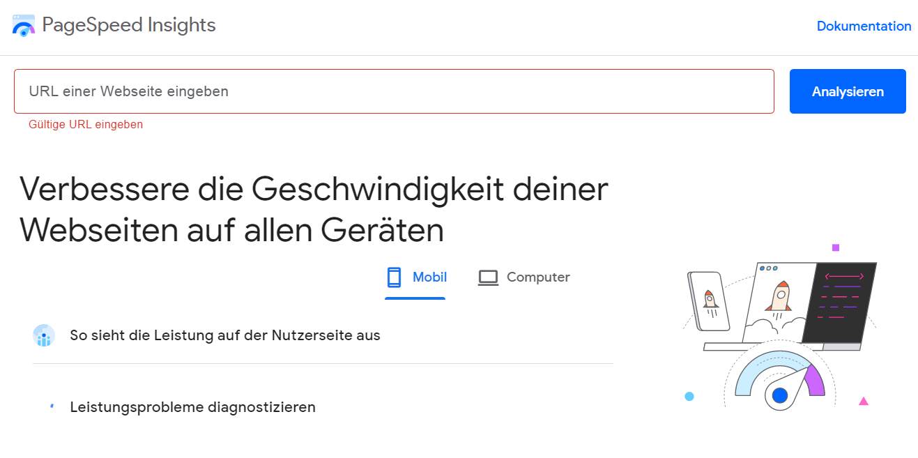 Hilfe bei der Suchmaschinen Indizierung - Google Page Speed Test